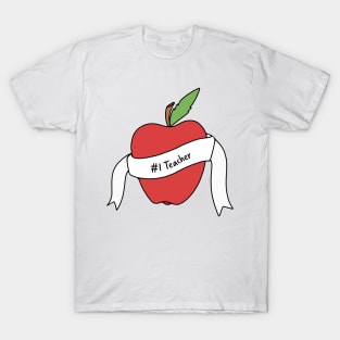 #1 Teacher Apple T-Shirt